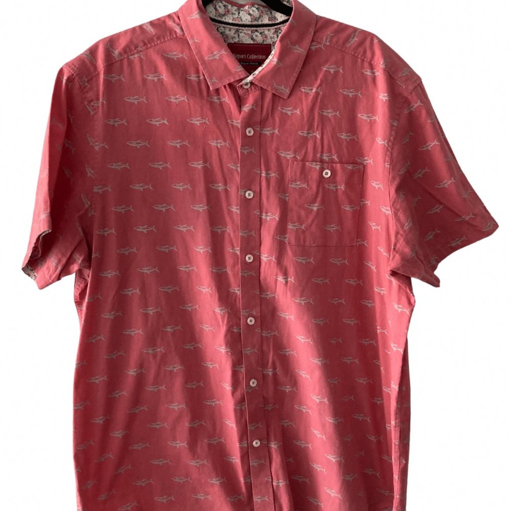 Report Collection Shark Print Size Xl Button-Up S… - image 1